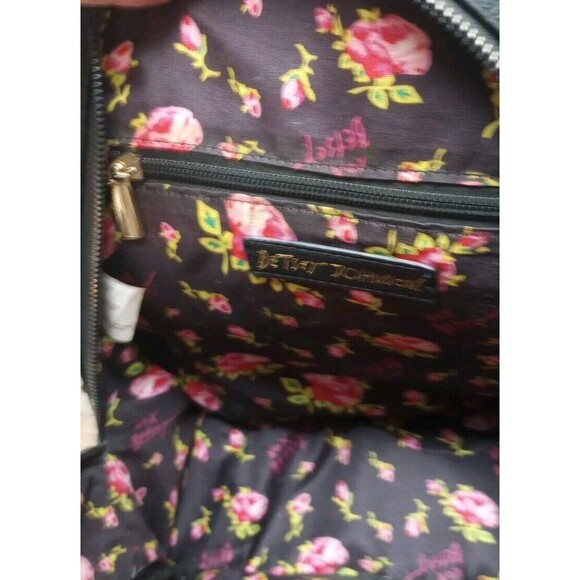 Betsey Johnson Faux Fur Black Backpack Large Logo Vegan Leather 12x11 - Picture 7 of 11